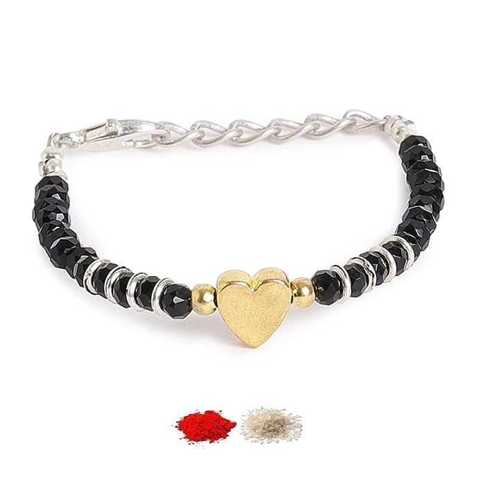 El Regalo 1st Rakhi for Baby Brother - Nazaria Rakhis for 1st Rakhi for Little Brother/Niece/Nephew Rakhis for Kids/Babies/Toddlers (Golden Heart Nazaria Rakhi)
