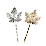 El Regalo Set of 2 Fancy Bridal Maple Leaf Hair Clips for Girls & Women/Vintage Bridal Bobby Pins Set (1 Golden + 1 Silver)
