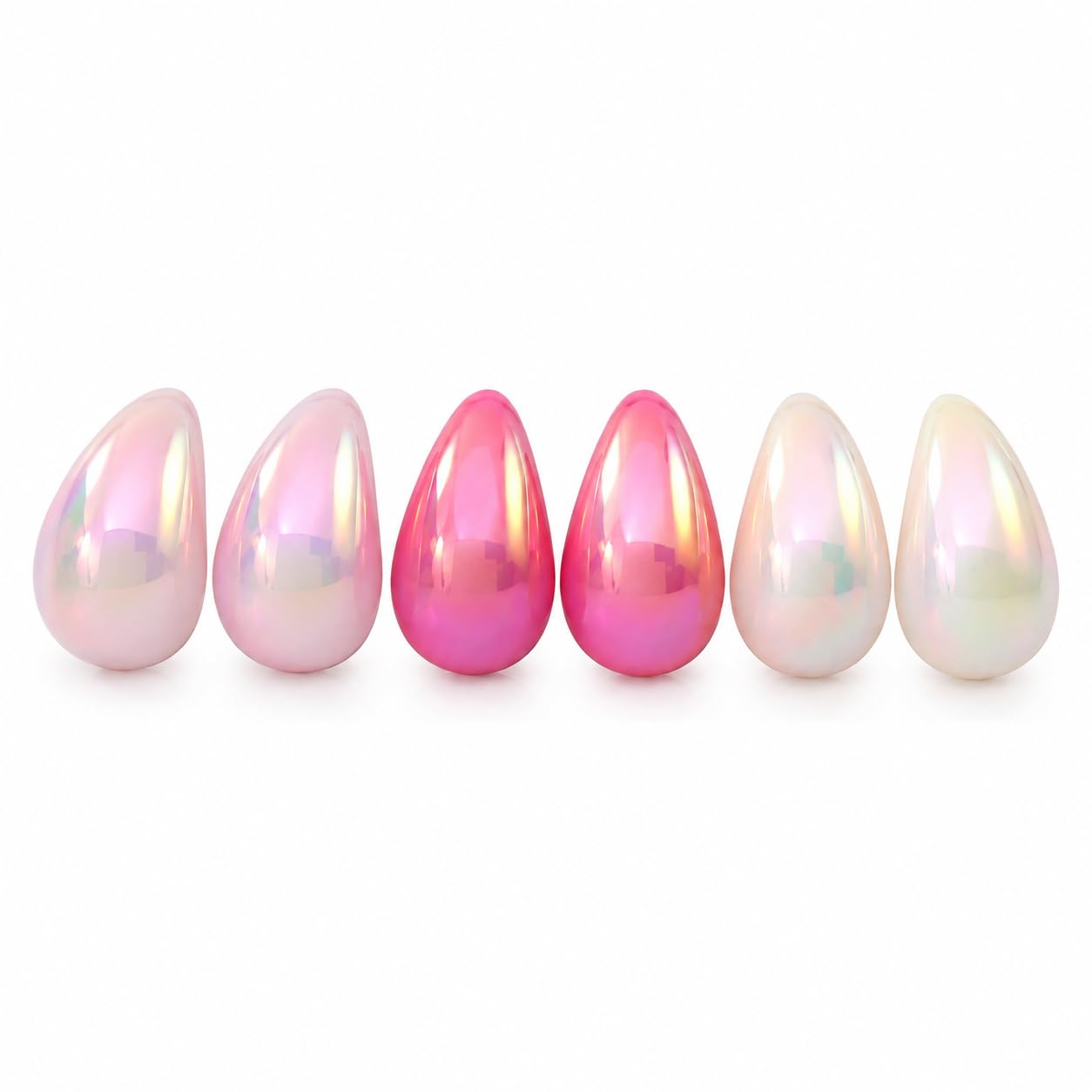 El Regalo 3 Pairs Glossy Gradient Pink Teardrop Stud Earrings Combo for Women & Girls | Elegant Minimalist Statement Studs for Casual Use, Party, Office and Gifting