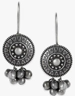 El Regalo Silver Lookalike Brass Oxidized Hook Earrings with Ghungroo for Women/Girls- Ethnic Traditional Earrings