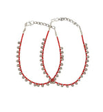 El Regalo 1 Pair German Silver Anklets Set- Evil Eye Red Beads/Ghungroo Anklets Set for Women & Girls (Ghunroo Red Beads Anklet)