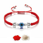 El Regalo 1 PC Red Thread Evil Eye Handmade Rakhi for Brother- Rakhi Gift Box with Evil Eye Rakhi, Shagun Pack & Message Card in Gift Box - Rakhi for Bhai/Bhabhi/Bhatija/Bhatiji (Flower Evil Eye)