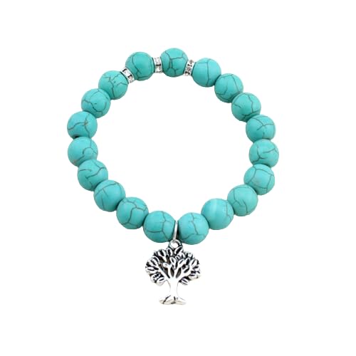 El Regalo Beaded Rope Unisex Bracelet for Girls/Boys/Men/Women Bohemian Jewelry Gift- Turquoise Green Beaded Bracelet Jewlery (Tree)