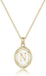 El Regalo Unisex Vintage Style Waterproof Name Initial Letters Pendant Necklaces - Stainless Steel Golden Initials Jewelry - Hypoallergenic Letters Pendant Chain (Letter N)