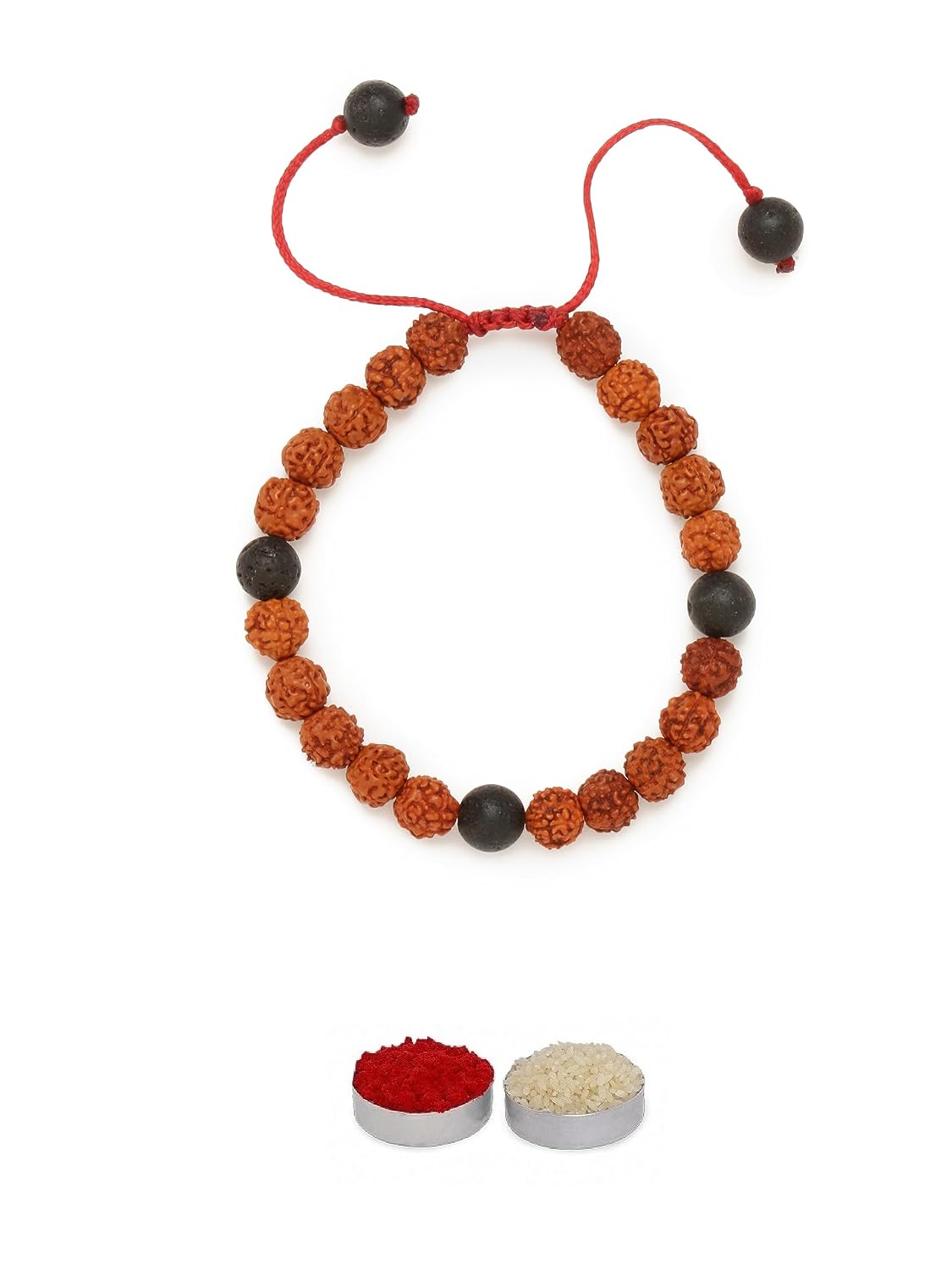 El Regalo 1 PC Rudraksha Rakhi with Lave Beads for Brother- Lord Shiva Rudraksha Rakhi with Roli Chawal, Rakhi Message Card in Rakhi Gift Box for Bhai/Nephew