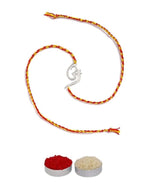 El Regalo 1 PC OM/Veera/Bhai Moli Thread Rakhi for Brother- Auspicious OM/Aum Mauli Rakhi with Roli Chawal, Rakhi Message Card in Rakhi Gift Box (OM Moli Rakhi)