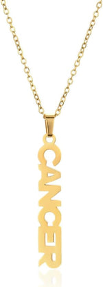 El Regalo 1PC Stainless Steel Zodiac Sign Unisex Pendant Necklace- Anti Tarnish 12 Vertical Zodiac Name Necklaces Horoscope Birth Star Sign (Cancer)