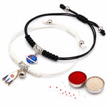 El Regalo 2PCs Kids Rakhi Combo Set for Brother- Space Theme (Planet & Rocket) Charms Bracelets with Roli Chawal, Rakhi Message Card in Rakshabandhan Box