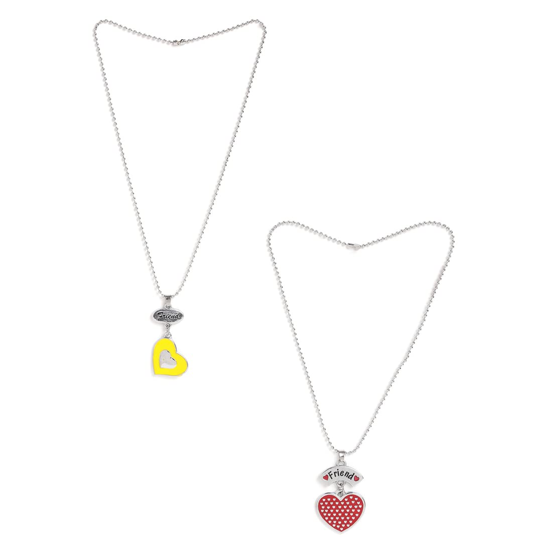 El Regalo 2 PCs Best Friend BFF Enamel Hearts Unisex Pendant Necklaces Set for Kids/Girls/Boys/Besties/Soul Sisters (Option-1)