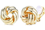 El Regalo 1 Pair Non Piercing Clip On Earrings- Knot Twist Clip On Non Pierced Earrings for Girls/Women- Fake Clip Earrings (Gold)