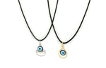 El Regalo 2 PCs Blue Evil Eye Unisex Pendant Cord Necklace for Kids/Girls/Boys/Men & Women - Turkish Blue Silver & Golden Handmade Evil Eye Necklaces (Option-1)