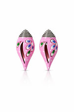 El Regalo Ethnic Hand-Painted Conch-Style Earrings for Women | Ethnic Boho Statement Earrings | Traditional Festival Earrings | Unique Handmade Drop Earrings (Pink)