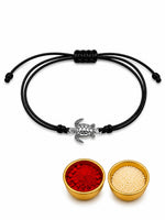 El Regalo Minimalist Cute Lucky Turtle Bracelet Rakhi for Brother- Black