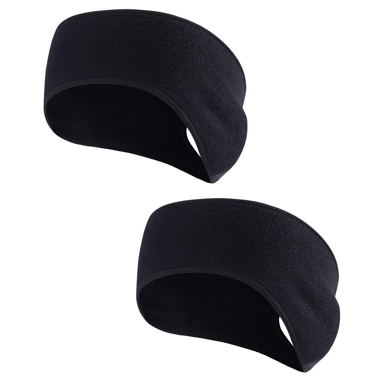 El Regalo 2 PCs Winter Fleece Ponytail Headbands- Ear Warmer/Earmuff Headbands with Ponytail for Men, Women, Girls, Boys Fleece Ear Warmers Headband for Cold Weather Ski Yoga (Black & Black)