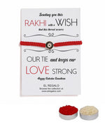 El Regalo Fancy Red Evil Eye Rakhi for Brother/Bhai- Designer Evil Eye Rakhi for Brother with Roli Chawal, Rakhi Message Card in Rakhi Gift Box (Black Evil Eye)