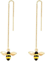 El Regalo Enamel Honeycomb Bee Earrings for Girls & Women - Geometric Hexagon Honeycomb Beehive Dangle Earrings (Dangle Drop Bee Earrings)