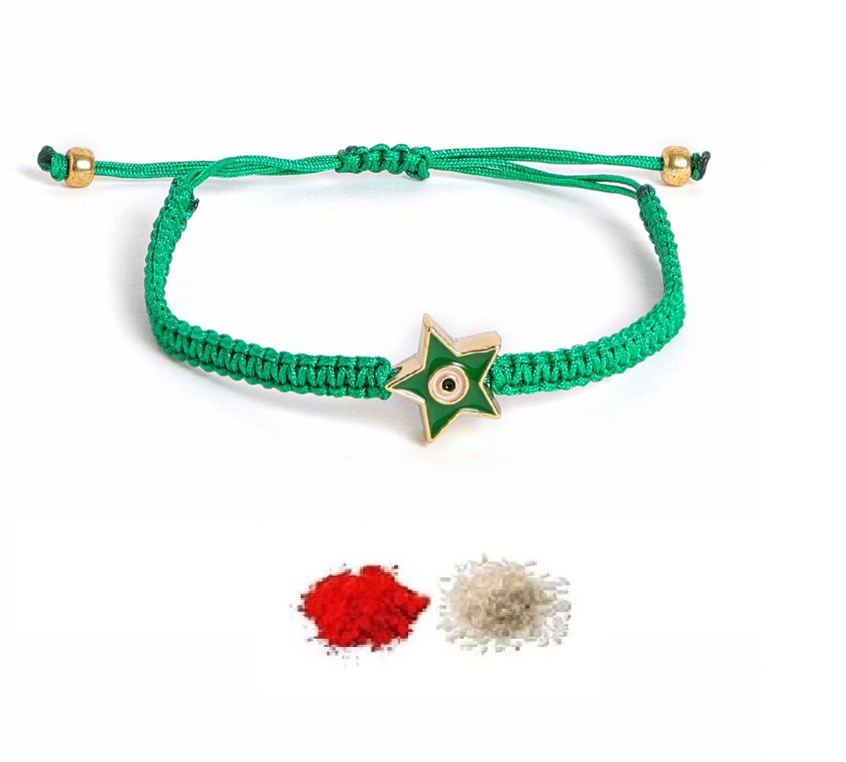 El Regalo 1 PC Star Evil Eye Nazaria Rakhi for Brother- Rakhi Gift Box with 1 PC Rakhi, Shagun Pack & Rakhi Message Card in Gift Box - Rakhi for Bhai/Bhabhi/Bhatija/Bhatiji (Green Star Evil Eye)