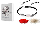 El Regalo Natural Cowrie Bead Shell with Star & Turtle Charm Macrame Woven Rakhi for Brother (Black)