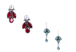 El Regalo 2 Pairs 925 Silver Plated Vintage Stones & Pearls Earrings Combo Set for Women & Girls- Silver Lookalike Statement Pearls Stones Earrings (Option-1)