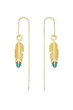 El Regalo Elegant Gold Feather Threader Earrings for Women & Girls | Contemporary Long Leaves Dangle Earrings