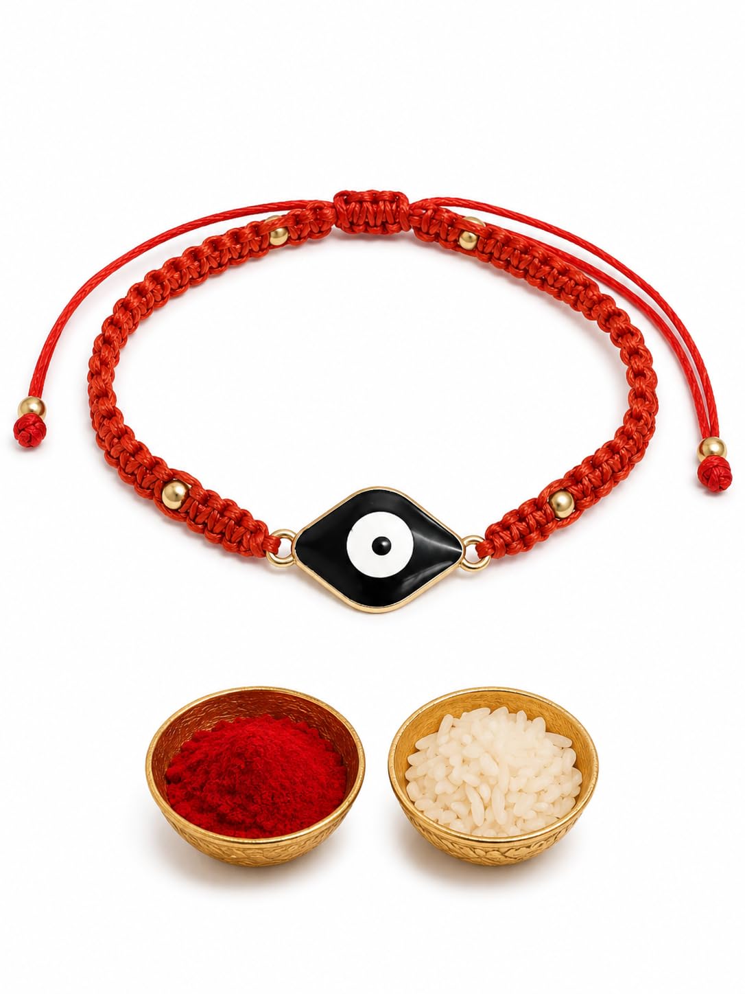 El Regalo Evil Eye Bracelet Rakhi for Brother with Roli Chawal in Gift Box (Red)