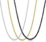 El Regalo 3PCs Stainless Steel Chains for Boys/Men- Anti Tarnish Gold, Black & Silver Wheat Chains for Mens Boys Jewelry Gift