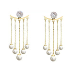 El Regalo 2-in-1 Pearl & Rhinestone Stud Earrings - Elegant Convertible Tassel Earrings for Women & Girls, Fashion Jewelry for Any Occasion
