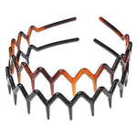 El Regalo Zig Zag Toothed Hair Band Headband | Alice Band Sports Sharks Tooth Bands for Women & Men (1 Black + 1 Brown Tortoiseshell)
