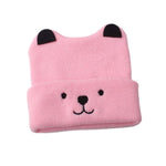 El Regalo Toddler Baby Soft Caps | Beanie Earflaps Little Girl Boy Colorful Cartoon Bear Warm Knit Hat (1-3 Years) (Pink)