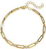 El Regalo 1 PC Stainless Steel Anklets for Women/Girls - 18K Gold Plated Paperclip Chain, Heart, Bow & Daisy Flower Ankle Bracelets - Anti-Tarnish, Waterproof Summer Beach Jewelry Gift (Style-1, 1)