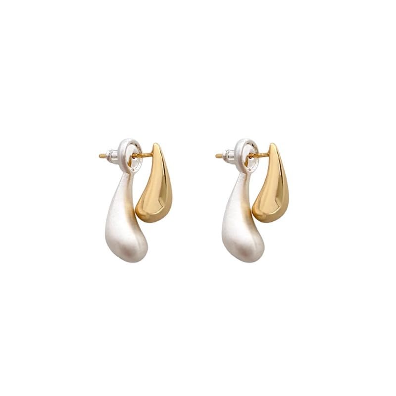 El Regalo Two-Tone Front-Back Metal Drop Earrings - Vintage Retro-Style Stud Earrings for Girls/Women