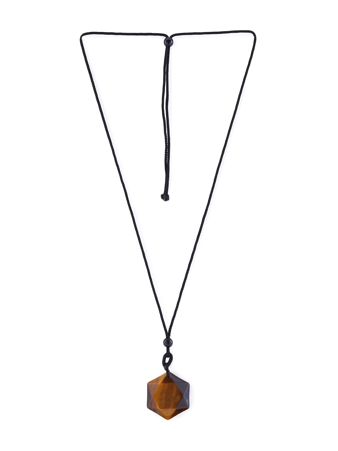 El Regalo Natural Healing Stones Hexagram Pendant Unisex Necklace for Men/Women (Brown Tiger Eye)