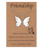 El Regalo 2 PCs Best Friend Butterfly Necklaces for Girls- Matching Butterfly Pendant Necklace Set BFF Friendship Necklace, Dainty Jewelry Gifts for Women Teen Girls (Silver BF Butterfly)