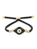 El Regalo Evil Eye Unisex Bracelet- Fancy Evil Eye Enameled Gold Plated Rope Adjustable Bracelet for Kids/Girls/Boys/Men/Women (Black Evil Eye)