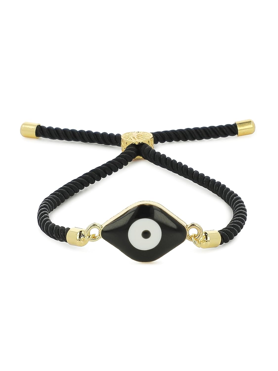 El Regalo Evil Eye Unisex Bracelet- Fancy Evil Eye Enameled Gold Plated Rope Adjustable Bracelet for Kids/Girls/Boys/Men/Women (Black Evil Eye)