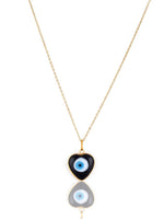 El Regalo Unisex Heart Evil Eye Pendant Necklace for Girls/Boys/Men & Women- Handmade Glass Lamp work Nazar Evil Eye Pendant Necklaces- Valentines Day Gift (Gold Tone Black Heart with Chain)