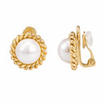 El Regalo Pearl Clip On Earrings for Women & Girls | Non Pierced Earrings with Big Pearl Stud | Vintage Clip Earrings for Girls | Elegant No Piercing Earrings | Party, Wedding & Daily Jewelry (Gold)