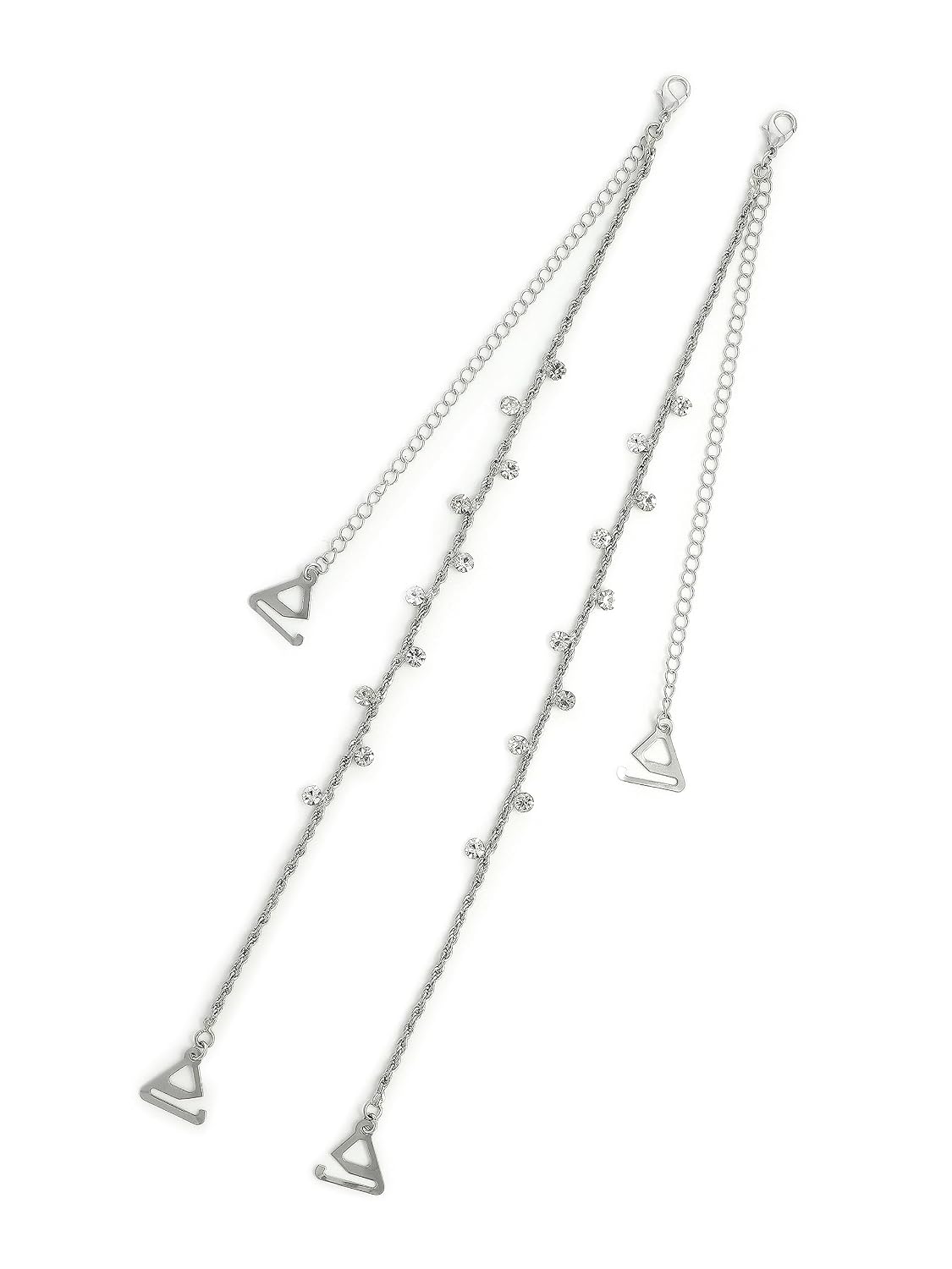 El Regalo 1 Pair Fancy Crystal Stones Bra Shoulder Straps- Beauty Back Shoulder Strap Bra Adjustable Shoulder Strap for Wedding/Party Gowns (Silver)