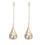 El Regalo Fancy Pearl Earrings- Pearl Zircon Inlaid Dangle Earrings for Girls & Women- Pearl Tassel Long Earrings (Long Tassel Pearl Studs)