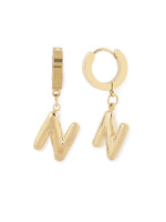 El Regalo Stainless Steel Bubble Name Initials Hoop Earrings- Anti Tarnish, Waterproof Name Letter Personalized Balloon Bubble Drop Earrings for Girls & Women (Name Initial- N)