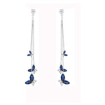 El Regalo Crystal Butterfly Drop Dangle Tassel Earrings for Women & Girls - Blue Butterfly Earrings