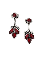El Regalo 925 Silver Plated Vintage Stones Stud Earrings for Women & Girls (Red)