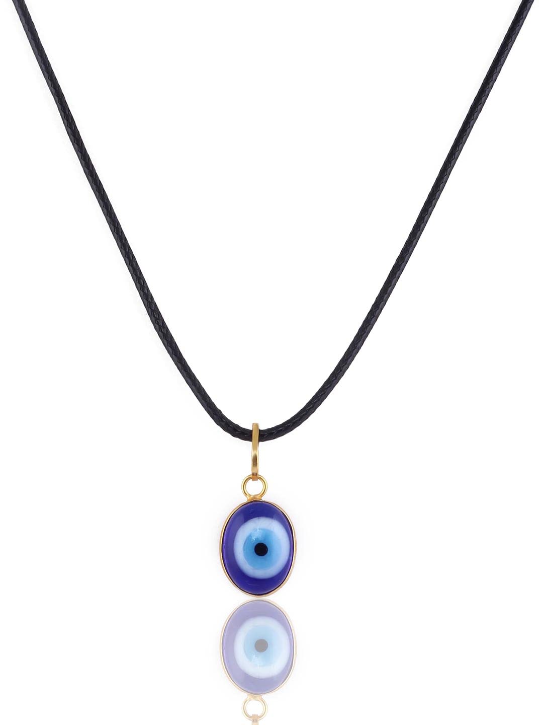 El Regalo Unisex Oval Evil Eye Pendant Necklace for Girls/Boys/Men & Women- Handmade Glass Lamp work Nazar Evil Eye Pendant Necklaces (Oval Gold Evil Eye Necklace Cord)