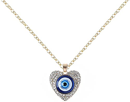 El Regalo Evil Eye Pendant Necklace for Girls & Women | Evil Eye Necklace Third Blue Eyes Amulet Protection Pendant for Girls & Women (Heart Golden)