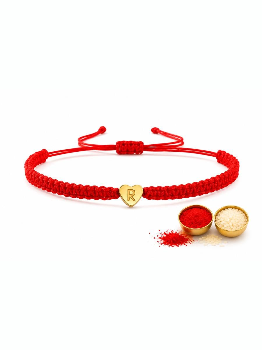 El Regalo Red Ethnic Rakhi Dori Unisex Rakhi-Adults - R letter