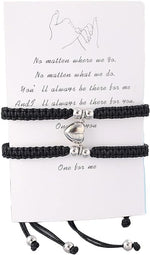 El Regalo Unisex-Adult 2PCs BFF Best Friend Magnetic Heart Couple Bracelet Set for Couples/Best Friends/Besties/Lovers (Both Black Heart)