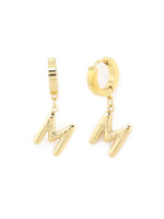 El Regalo Stainless Steel Bubble Name Initials Hoop Earrings- Anti Tarnish, Waterproof Name Letter Personalized Balloon Bubble Drop Earrings for Girls & Women (Name Initial- M)