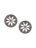 El Regalo Oxidized Silver Brass Big Studs Earrings/Bollywood Big Oxidized Tribal Boho Stud Earrings (Big Leaves Cut)