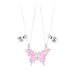El Regalo Magnetic Butterfly BFF Necklaces for 2, Enamel Butterfly Friendship Magnetic Necklace for Teen Girls Women - Gift for Best Friends/Besties/Sisters (Pink Butterflies)