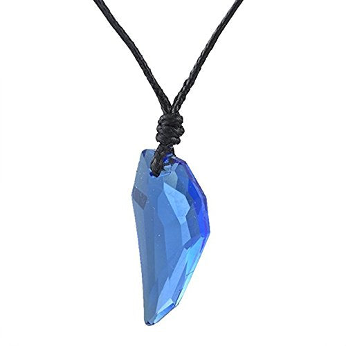 El Regalo Wolf Tooth Austria Crystal Pendant Adjustable Black Cord Unisex Necklace for Women & Men (Blue)